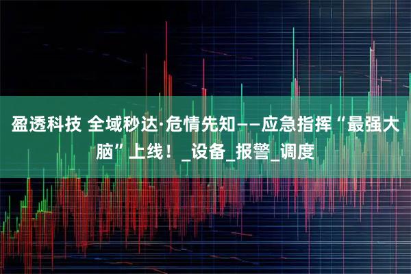 盈透科技 全域秒达·危情先知——应急指挥“最强大脑”上线！_设备_报警_调度